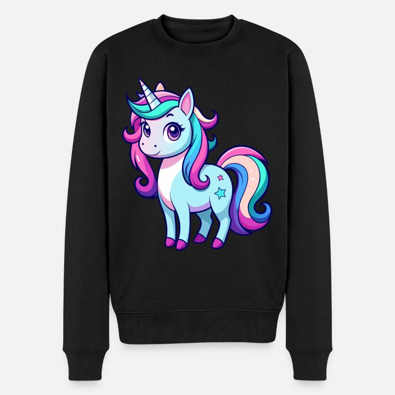 Licorne arc-en-ciel mignonne - Pull Premium bio Homme - noir