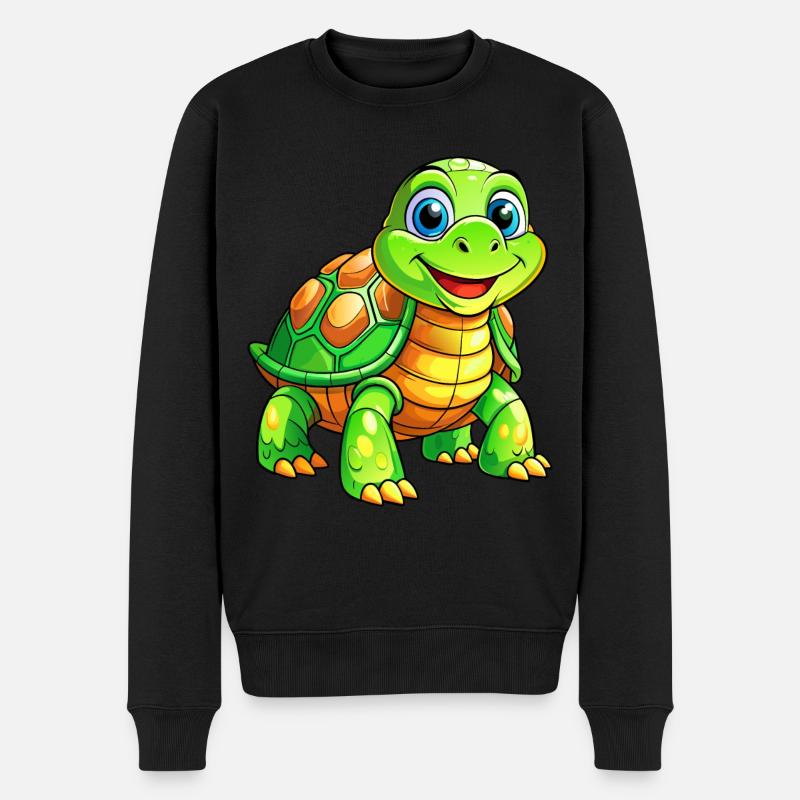Mega süße Schildkröte - Männer Premium Bio Pullover - Schwarz