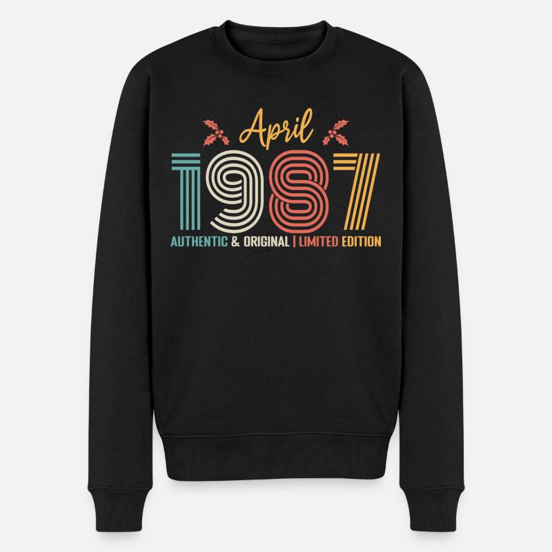 April 1987 Geburtstag April 1987 Retro - Männer Premium Bio Pullover - Schwarz