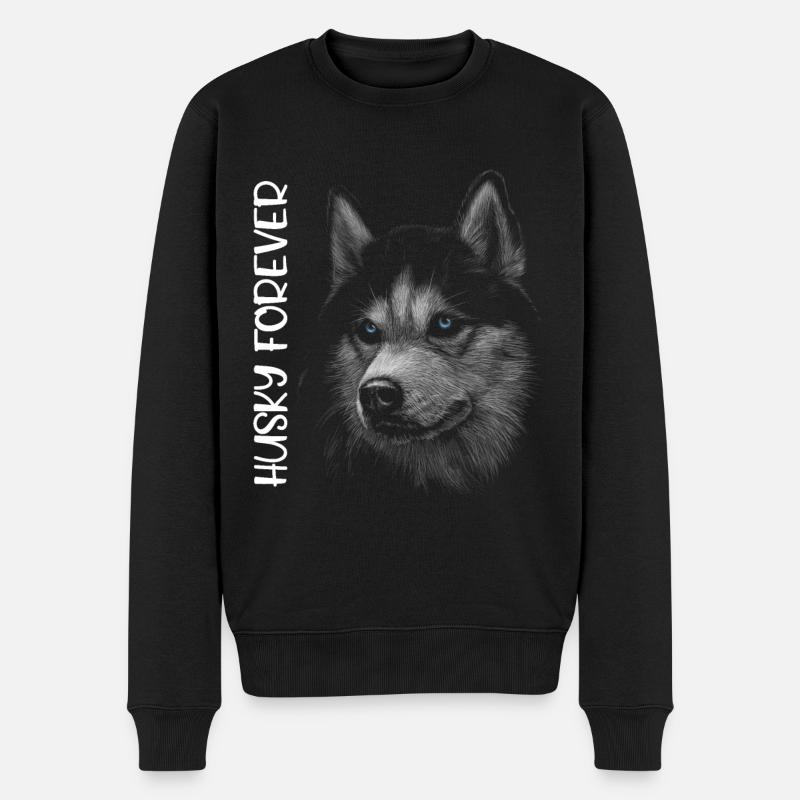 HUSKY FÜR IMMER - Männer Premium Bio Pullover - Schwarz