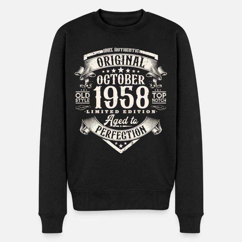 Octobre 1958 Vintage Anniversaire Rétro Cadeau - Pull Premium bio Homme - noir