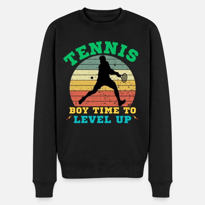 Tennis boy Time to level up - Pull Premium bio Homme - noir
