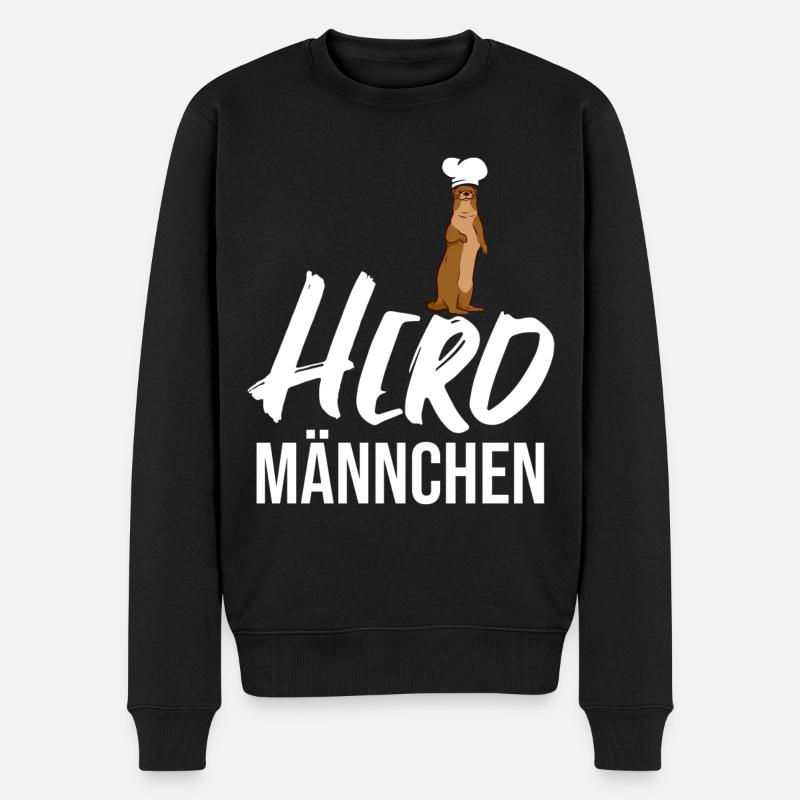 Herdmännchen Koch Kochschürze Hobbykoch Küche - Männer Premium Bio Pullover - Schwarz