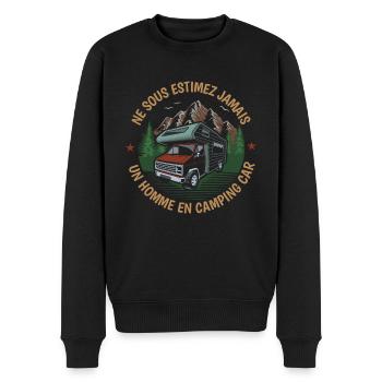 NE SOUS ESTIMEZ JAMAIS UN HOMME EN CAMPING CAR - Pull Premium bio Homme - noir - Devant - Nico (187cm)