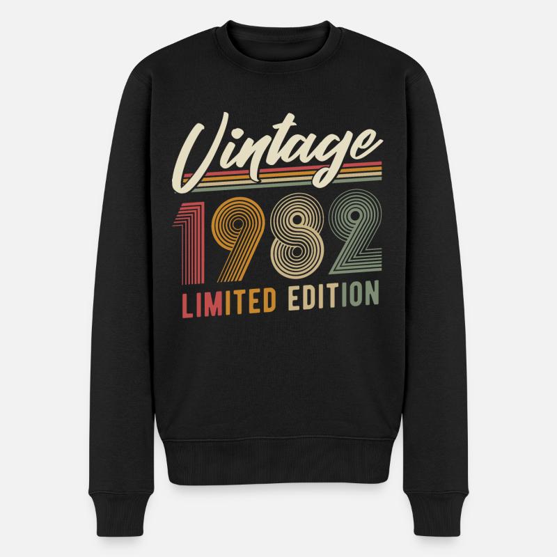 Jahrgang 1982 Vintage Retro Geburtstag Geschenk - Männer Premium Bio Pullover - Schwarz
