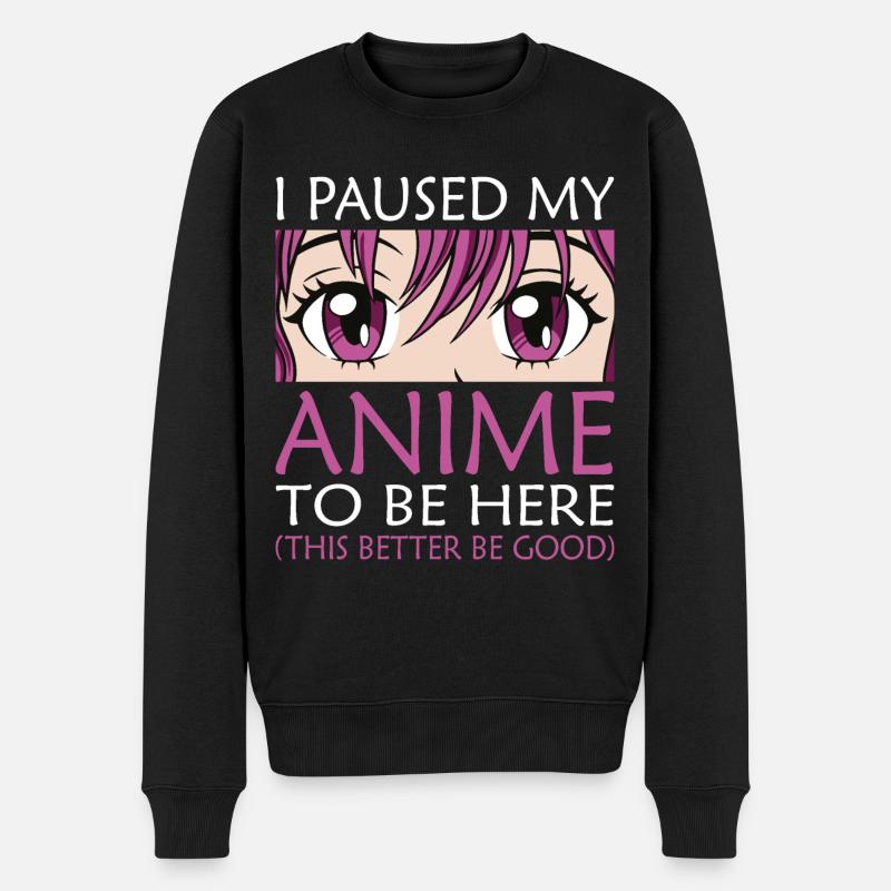 I paused my Anime - Männer Premium Bio Pullover - Schwarz