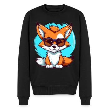 Renard avec lunettes de soleil - Pull Premium bio Homme - noir - Devant - Nico (187cm)