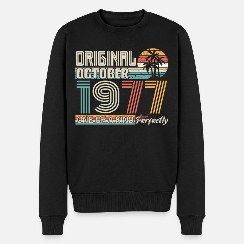 Oktober 1977 Geburtstag Oktober 1977 Geschenk 1977 - Männer Premium Bio Pullover - Schwarz