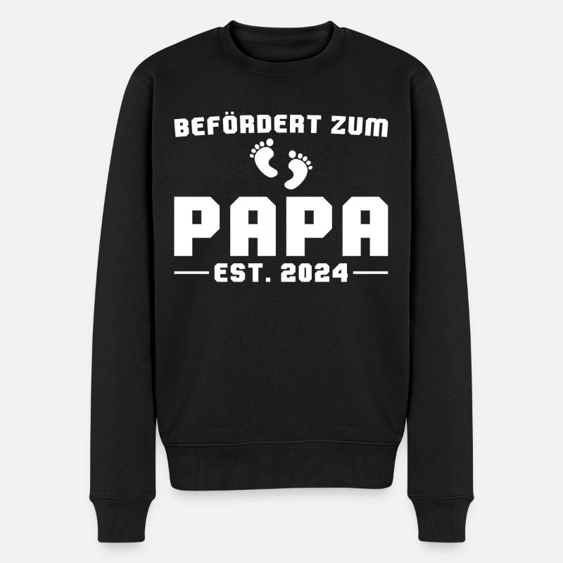 Schwangerschaft 2024 Frischgebackener Papa - Männer Premium Bio Pullover - Schwarz