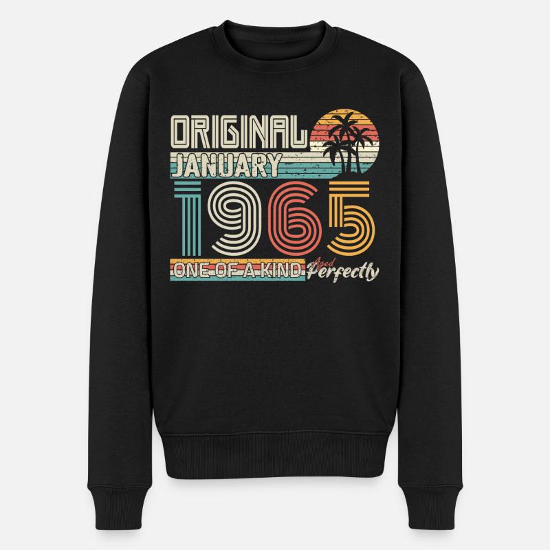 Januar 1965 Geburtstag Januar 1965 Geschenk - Männer Premium Bio Pullover - Schwarz