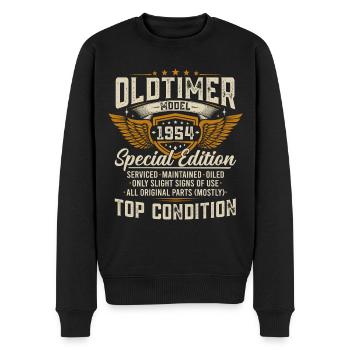 Oldtimer 1954 Jahrgang geboren Geburtstag Geschenk - Männer Premium Bio Pullover - Schwarz - Vorne - Nico (187cm)