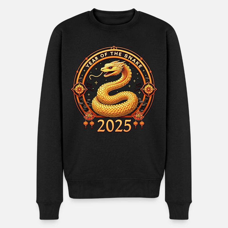Chine heureuse - Serpent 2025 - Pull Premium bio Homme - noir