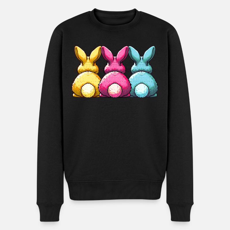 BUNTE OSTERHASEN Fröhliche Ostern - Männer Premium Bio Pullover - Schwarz