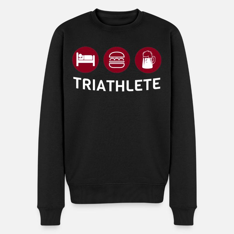 LUSTIGER TRIATHLET - Männer Premium Bio Pullover - Schwarz