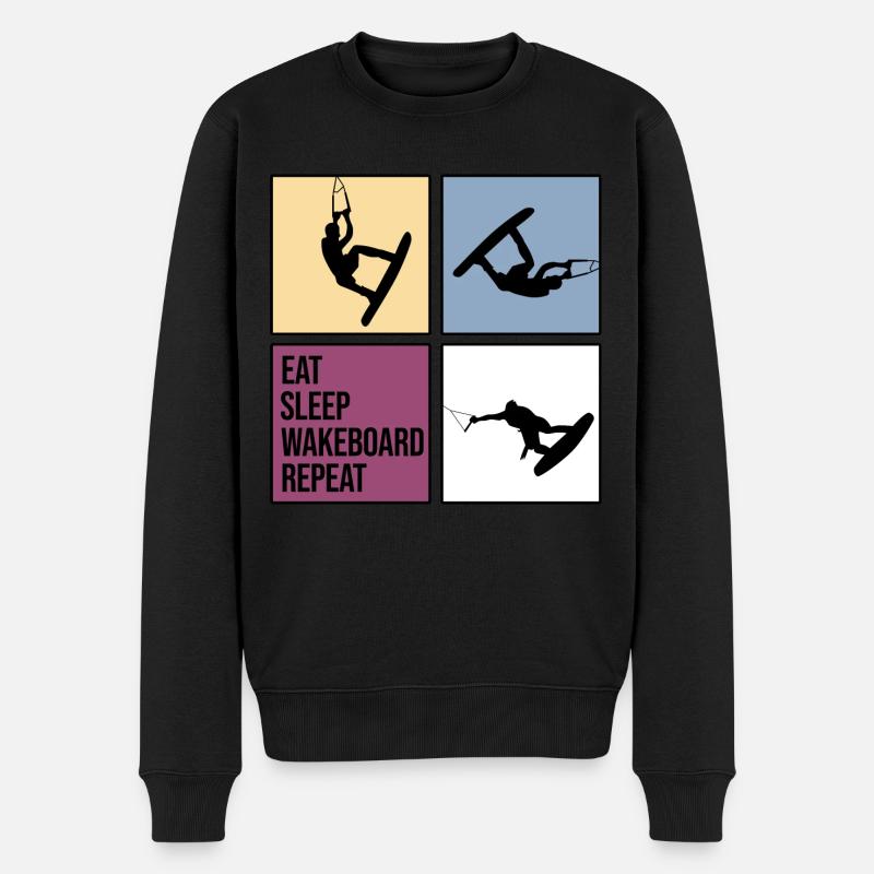 wakeboard wakeboarder cable wasserratte repeat - Men's Premium Organic Jumper - black