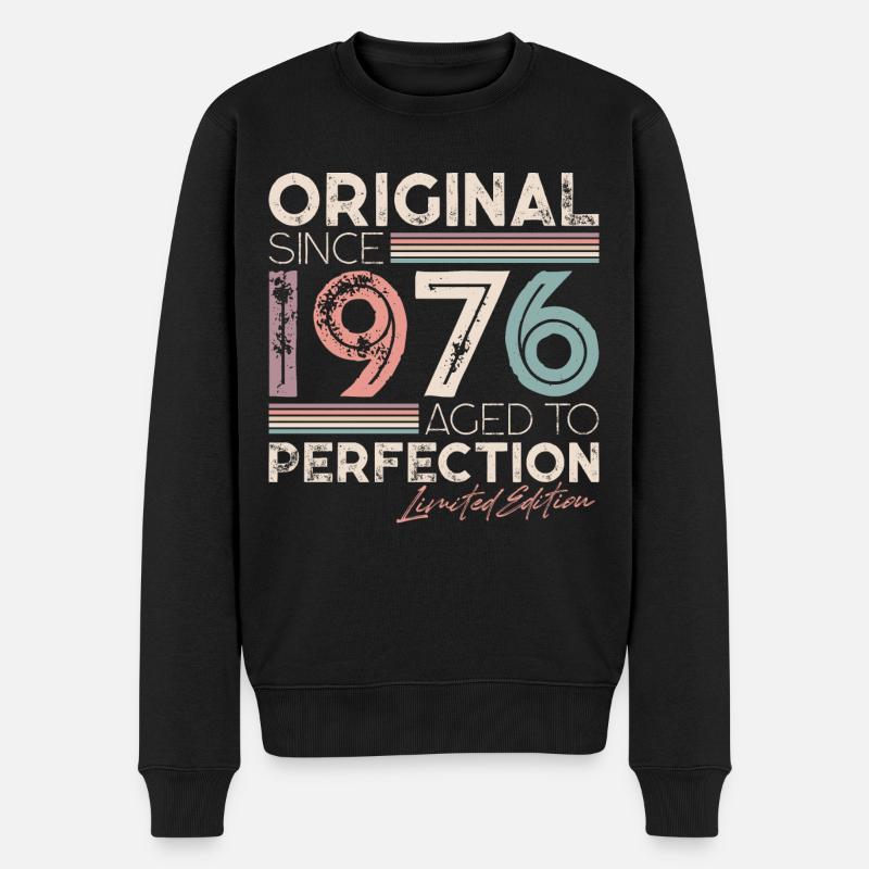 Original 1976 Jahrgang Vintage Geburtstag Retro - Männer Premium Bio Pullover - Schwarz
