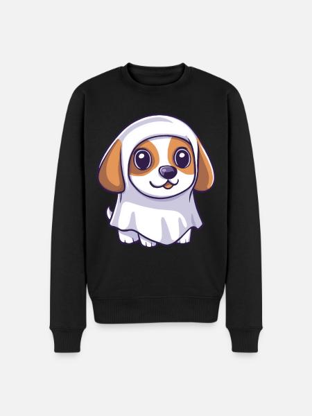 Beagle Dog Halloween Comic Ghost - Men's Premium Organic Jumper - black