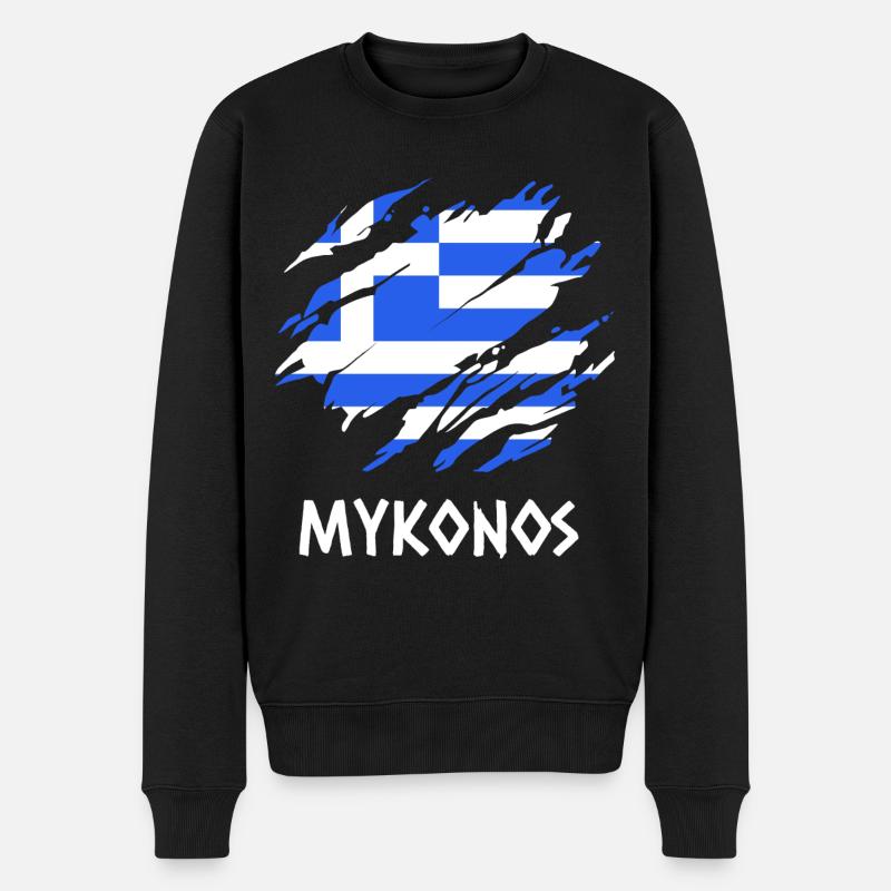 Mykonos Grèce - Pull Premium bio Homme - noir