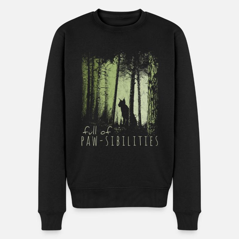 Full Of Pawsibilities! Luchs Silhouette Wildkatze - Männer Premium Bio Pullover - Schwarz