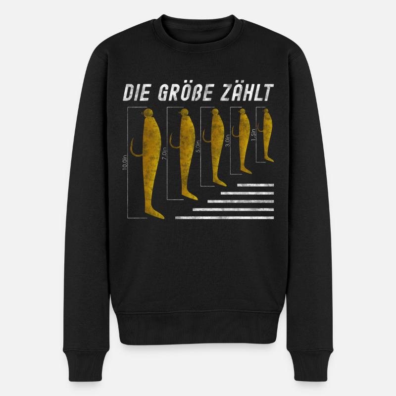 Die Größe Zählt - Lustiger Angelspruch Gummfische - Männer Premium Bio Pullover - Schwarz