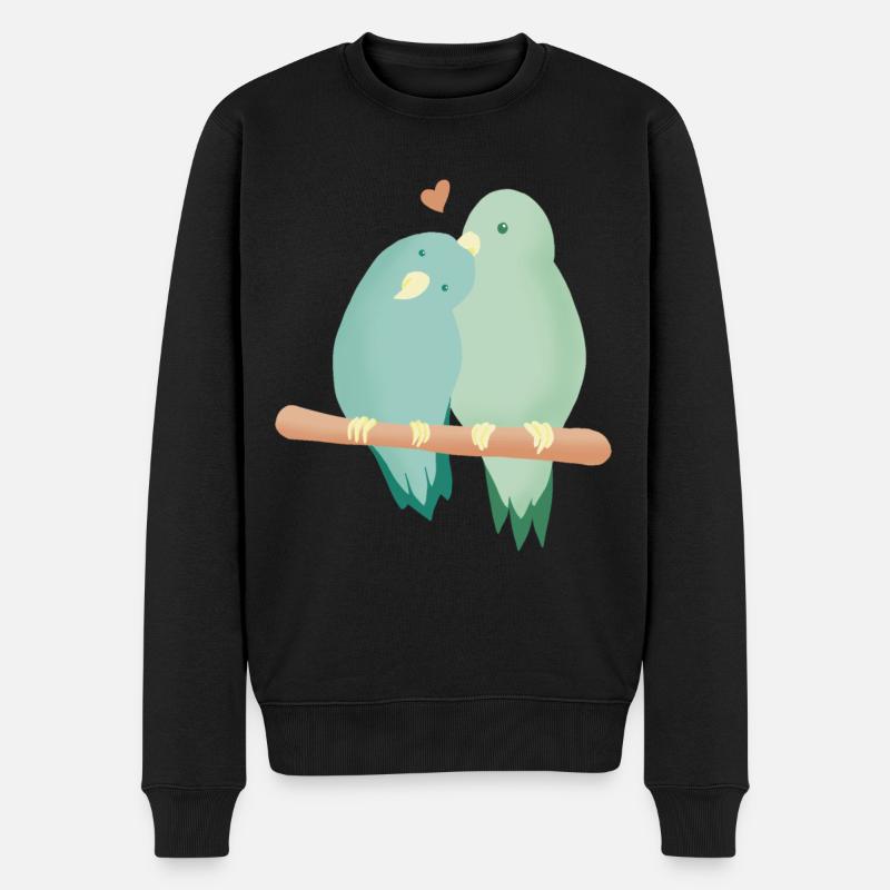 Liebe, Vögel umarmen sich - Männer Premium Bio Pullover - Schwarz