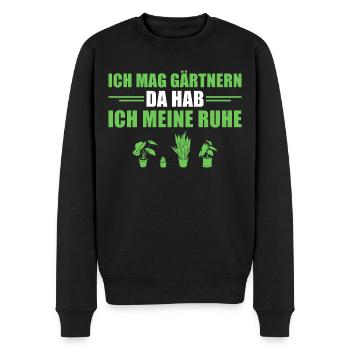 Hobbygärtner Schrebergarten Ich mag Gärtnern - Männer Premium Bio Pullover - Schwarz - Vorne - Nico (187cm)