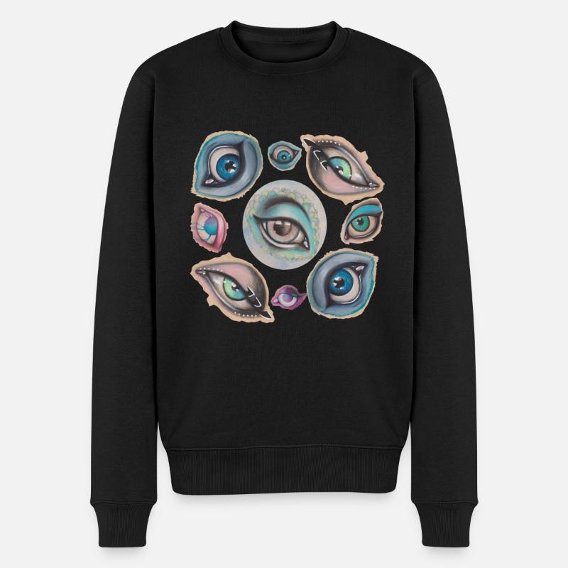 just eyes - Männer Premium Bio Pullover - Schwarz