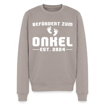 Schwangerschaft ankündigen 2024 Werdender Onkel - Männer Premium Bio Pullover - Taupe - Vorne - Nico (187cm)