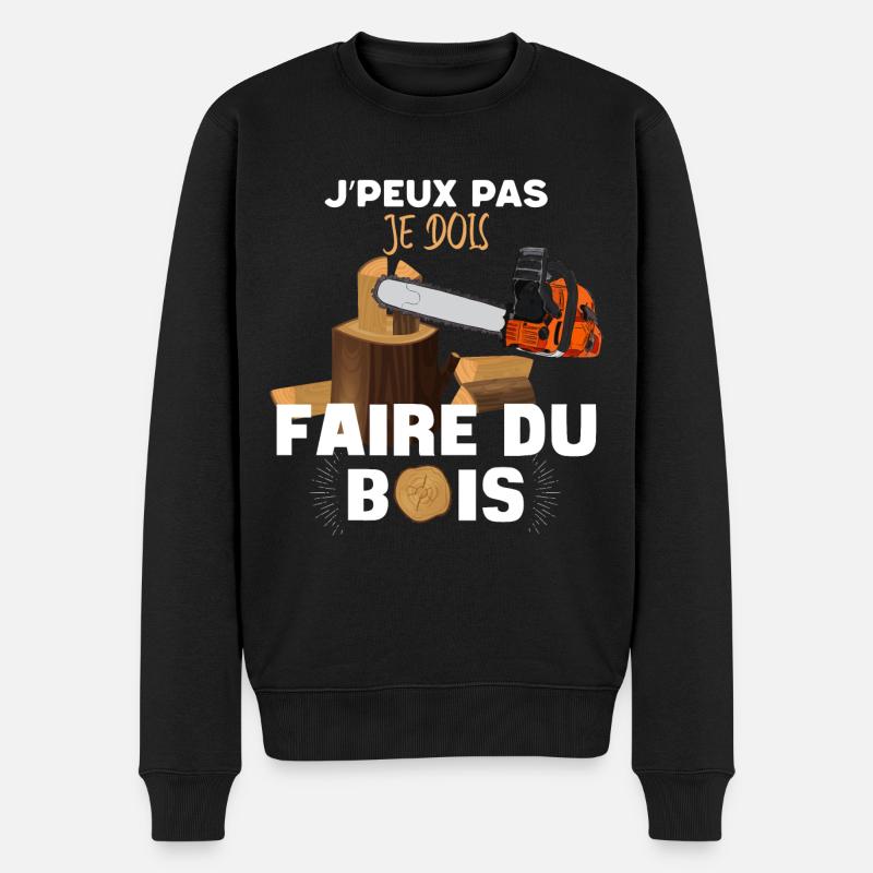 Bois Et Tronçonneuse Humour Papa - Pull Premium bio Homme - noir