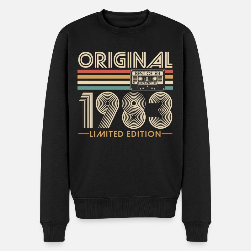 Original 1983 Jahrgang Vintage Geburtstag Retro - Männer Premium Bio Pullover - Schwarz