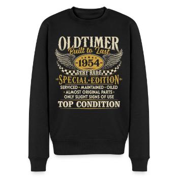 Oldtimer 1954 Jahrgang geboren Geburtstag Geschenk - Männer Premium Bio Pullover - Schwarz - Vorne - Nico (187cm)
