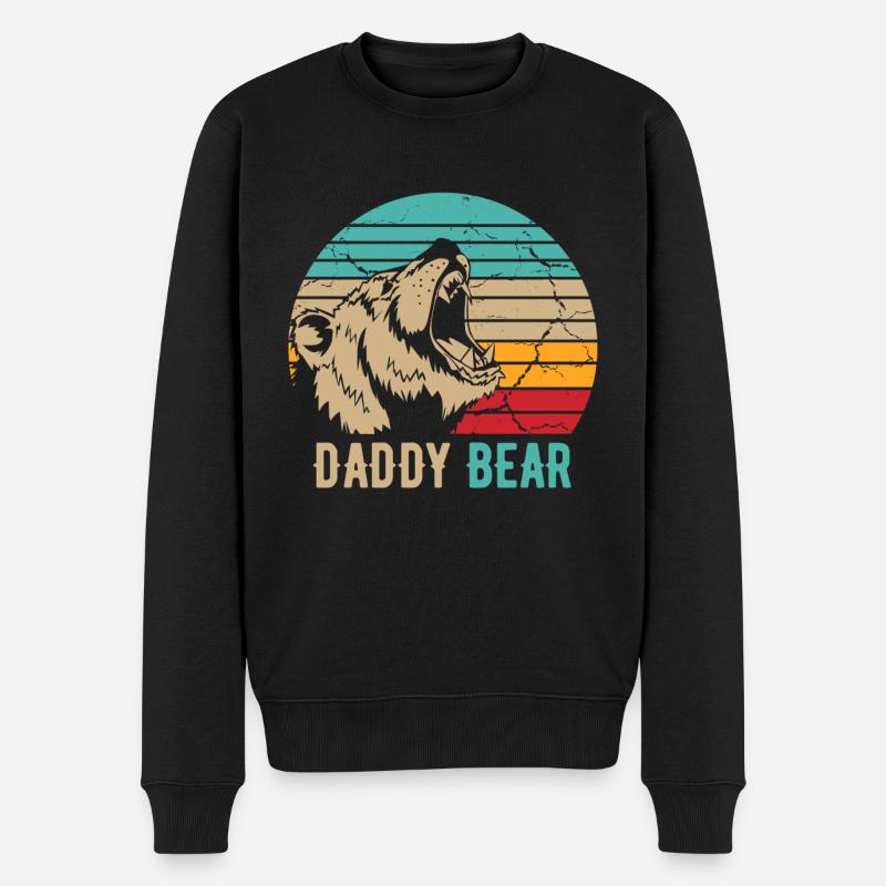 Papa Bär - Männer Premium Bio Pullover - Schwarz