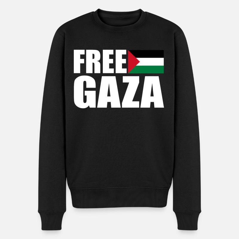 Free gaza - Männer Premium Bio Pullover - Schwarz