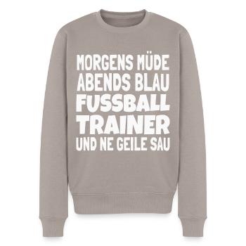 Fußballtrainer Spruch Bester Trainer Fußballcoach - Männer Premium Bio Pullover - Taupe - Vorne - Nico (187cm)