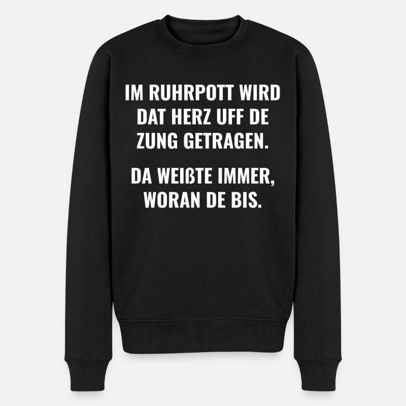 Dat Herz de Zung getragen - Männer Premium Bio Pullover - Schwarz