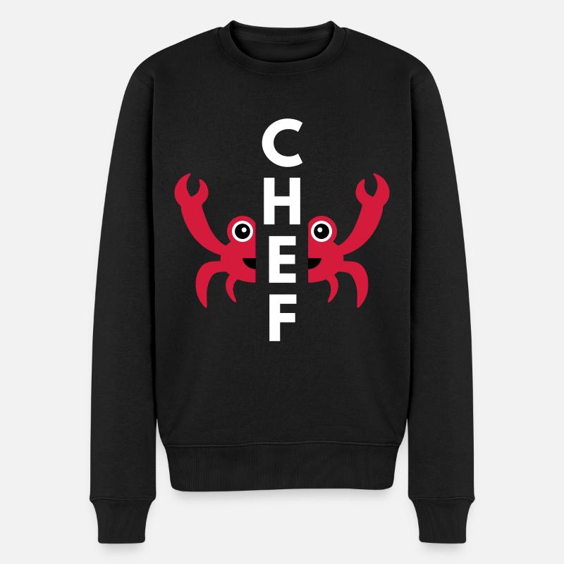 Chef (geteilte Krabbe) - Männer Premium Bio Pullover - Schwarz