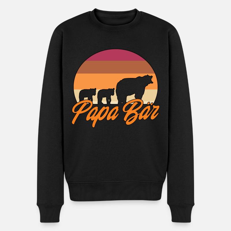 Papa Bear - Vater Stolzer Papa Familie - Männer Premium Bio Pullover - Schwarz