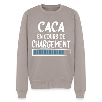 Caca Boudin Bébé Homme Femme Cadeau Humour - Pull Premium bio Homme - taupe - Devant - Nico (187cm)