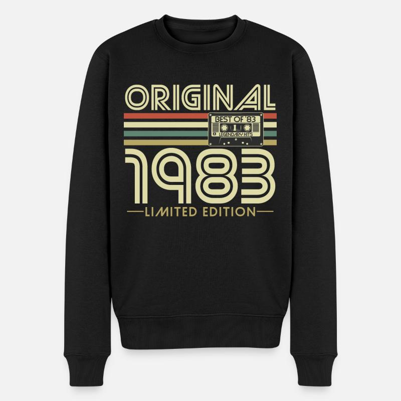 Original 1983 Jahrgang Vintage Geburtstag Retro - Männer Premium Bio Pullover - Schwarz