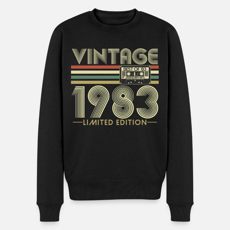 1983 Jahrgang Vintage Geburtstag Retro Geschenk - Männer Premium Bio Pullover - Schwarz