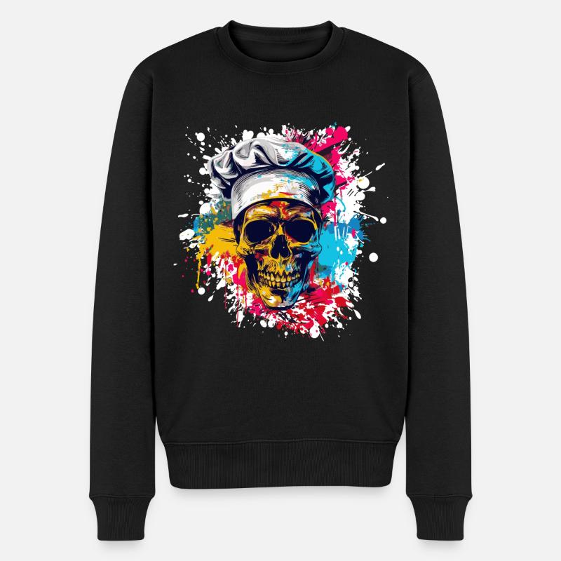 Koch Chef Totenkopf - Männer Premium Bio Pullover - Schwarz