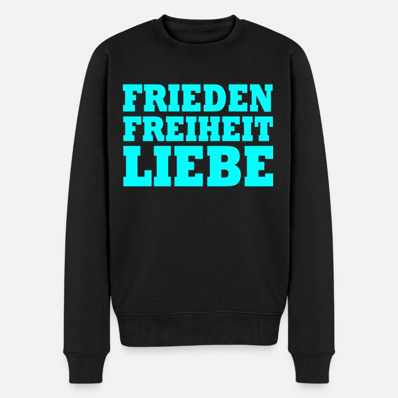 Frieden freiheit liebe - Männer Premium Bio Pullover - Schwarz