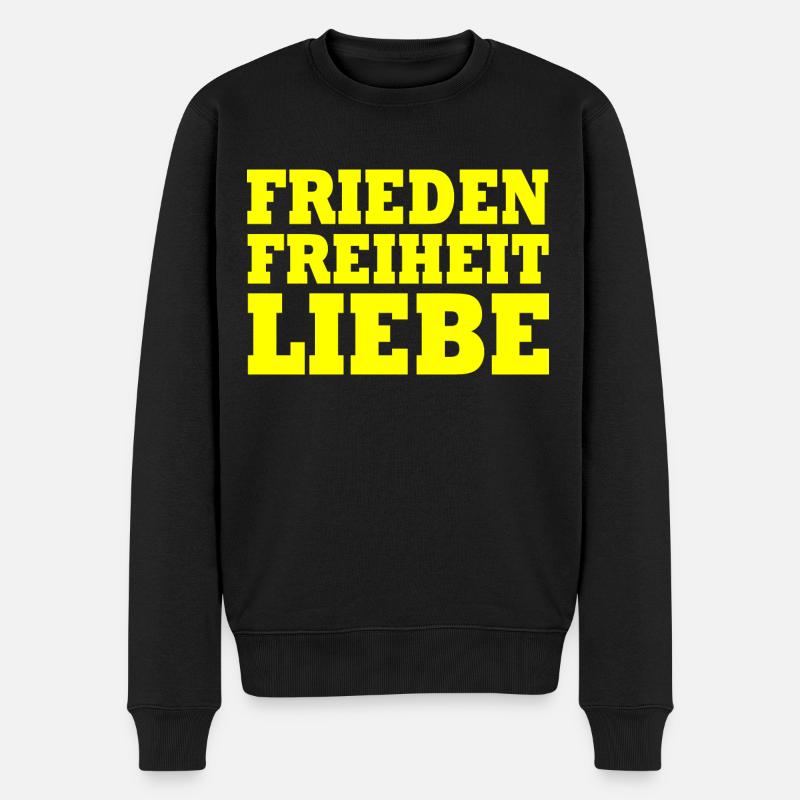 Frieden freiheit liebe - Männer Premium Bio Pullover - Schwarz
