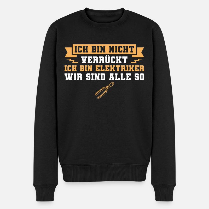 Elektroniker Spruch Elektriker - Männer Premium Bio Pullover - Schwarz