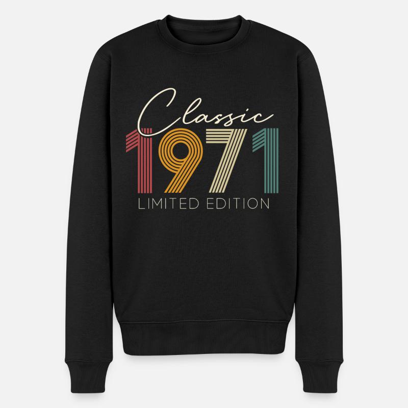 Jahrgang 1971 geboren Retro Geburtstag - Männer Premium Bio Pullover - Schwarz