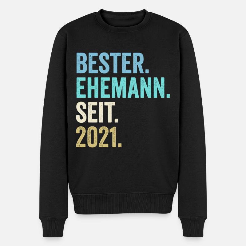 bester ehemann seit 2021 - Männer Premium Bio Pullover - Schwarz