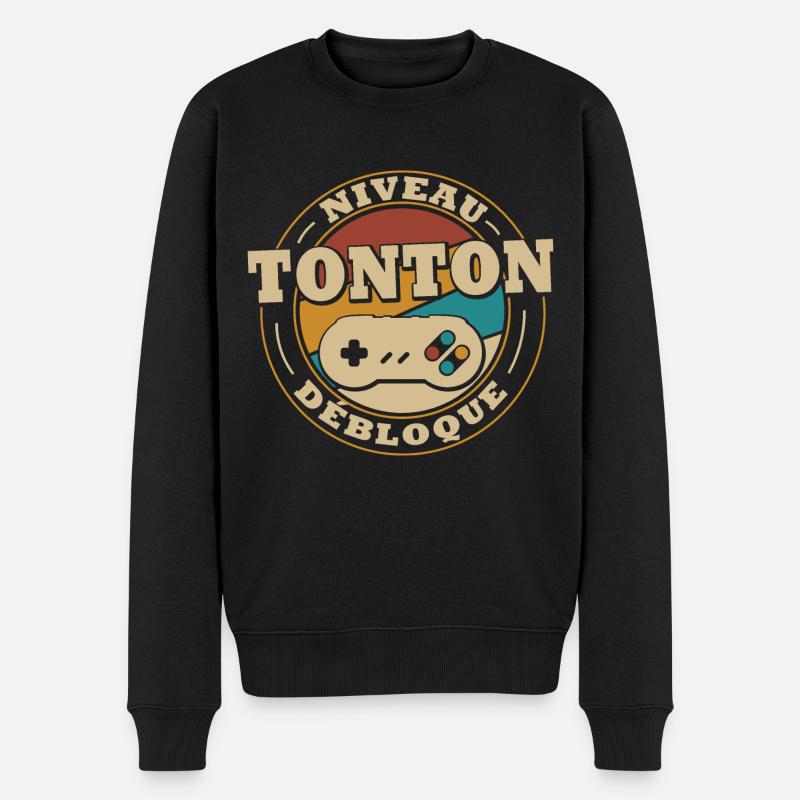 Level Onkel freischalten - Männer Premium Bio Pullover - Schwarz