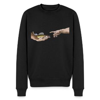 Zander predatory fish painting parody Michelangelo - Men's Premium Organic Jumper - black - Front - Nico (187cm)