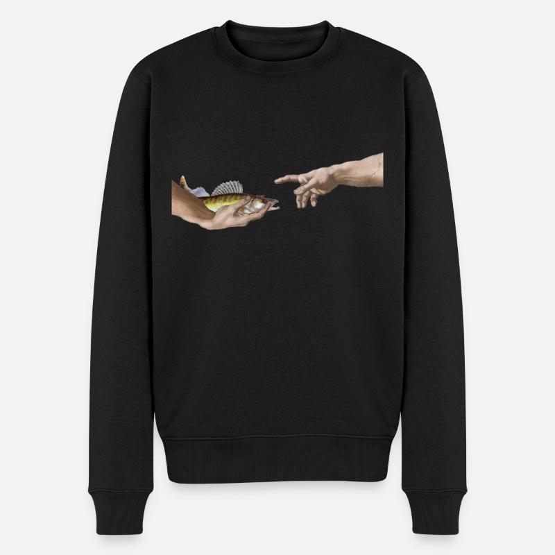 Zander Raubfisch Gemälde Parodie Michelangelo - Männer Premium Bio Pullover - Schwarz