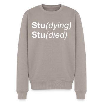 Study Funny T-Shirt - Men's Premium Organic Jumper - taupe - Front - Nico (187cm)